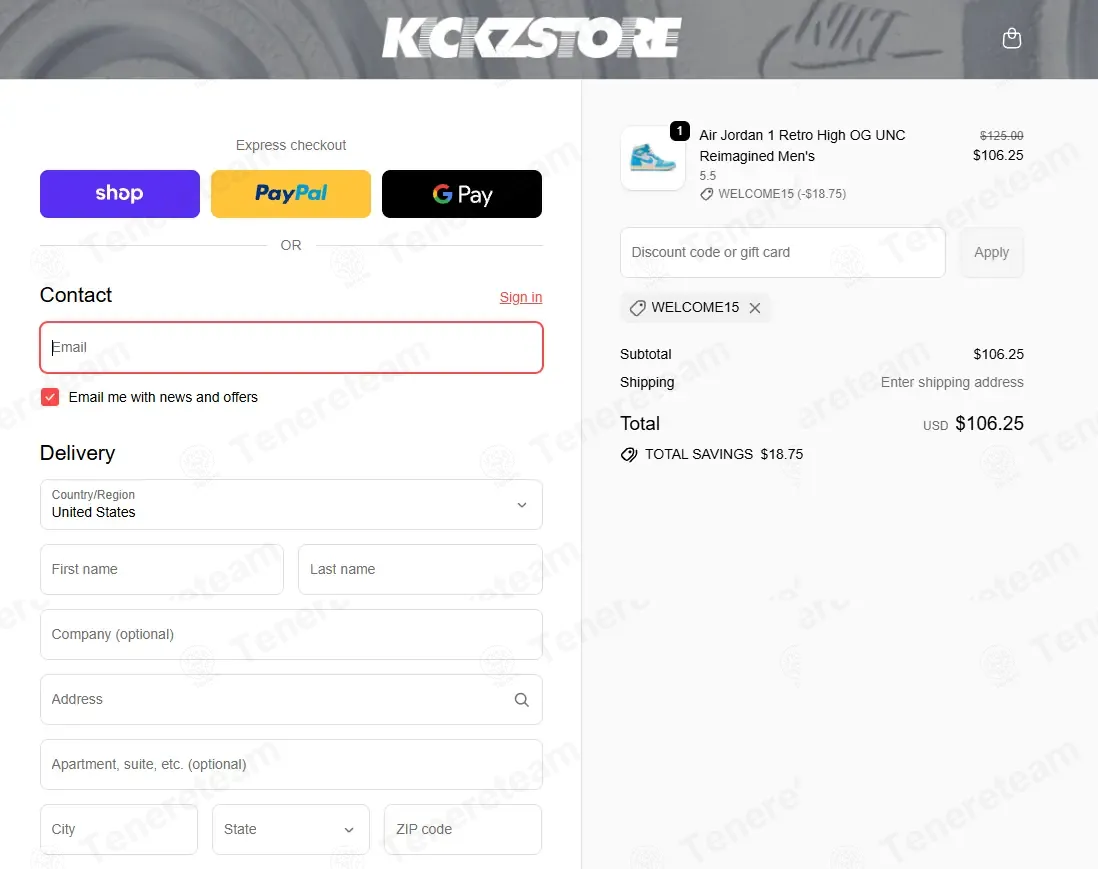 Kickz Store coupon code: 15% off with WELCOME15. Tested and valid as 2 weeks ago.