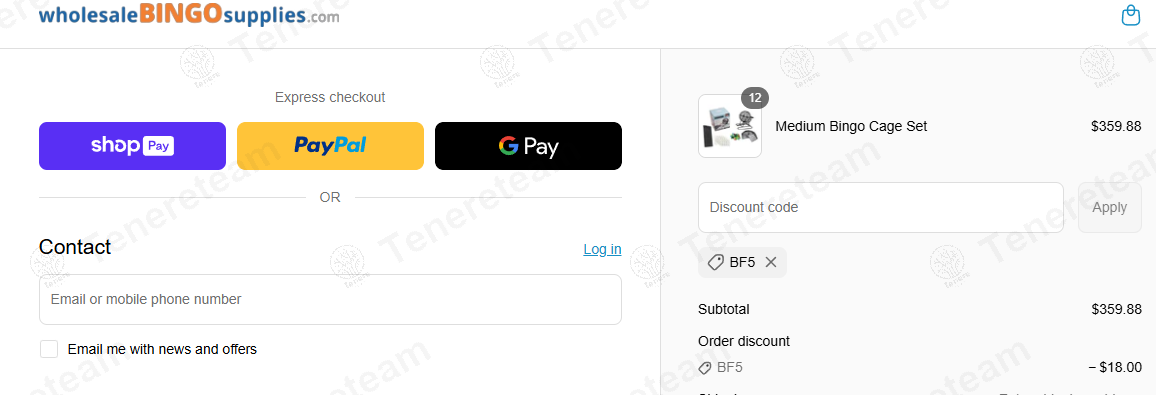 Wholesale Bingo Supplies coupon code: 5% off with BF5. Tested and valid as 1 year ago.