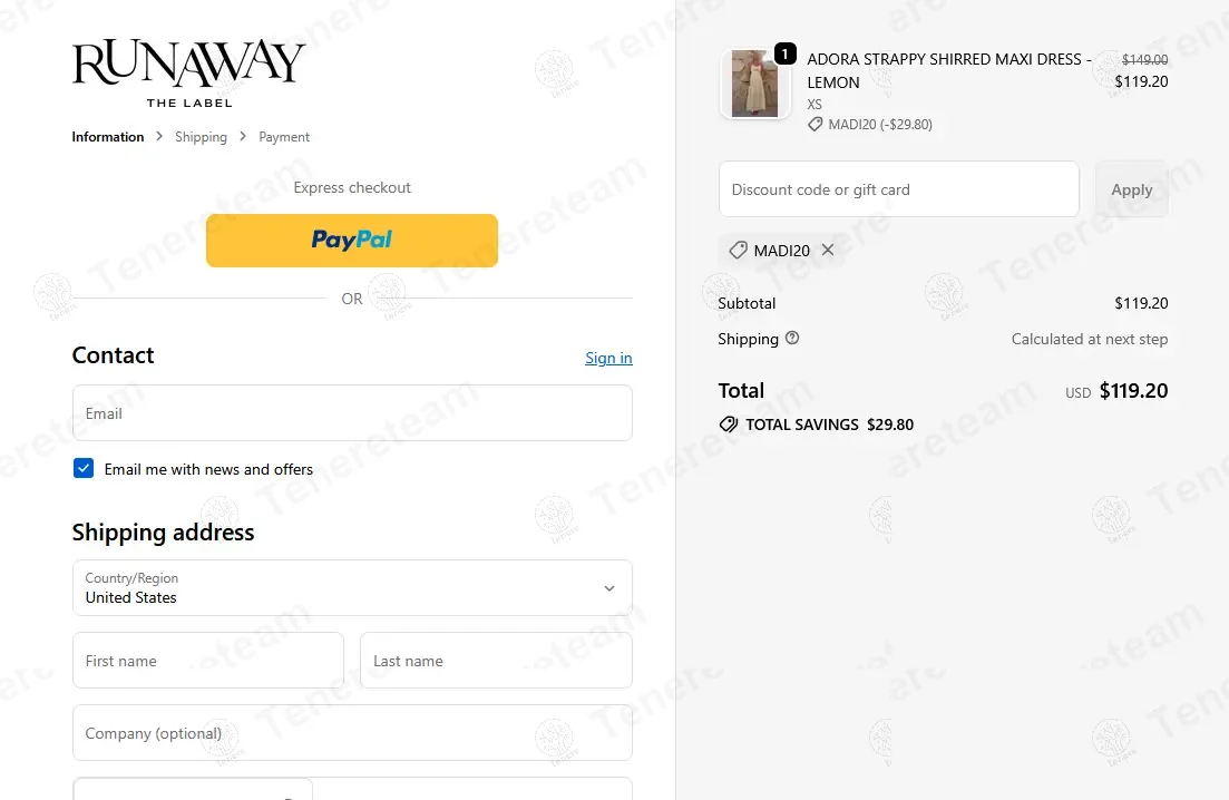 Runaway The Label coupon code: 20% off with MADI20. Tested and valid as 11 months ago.