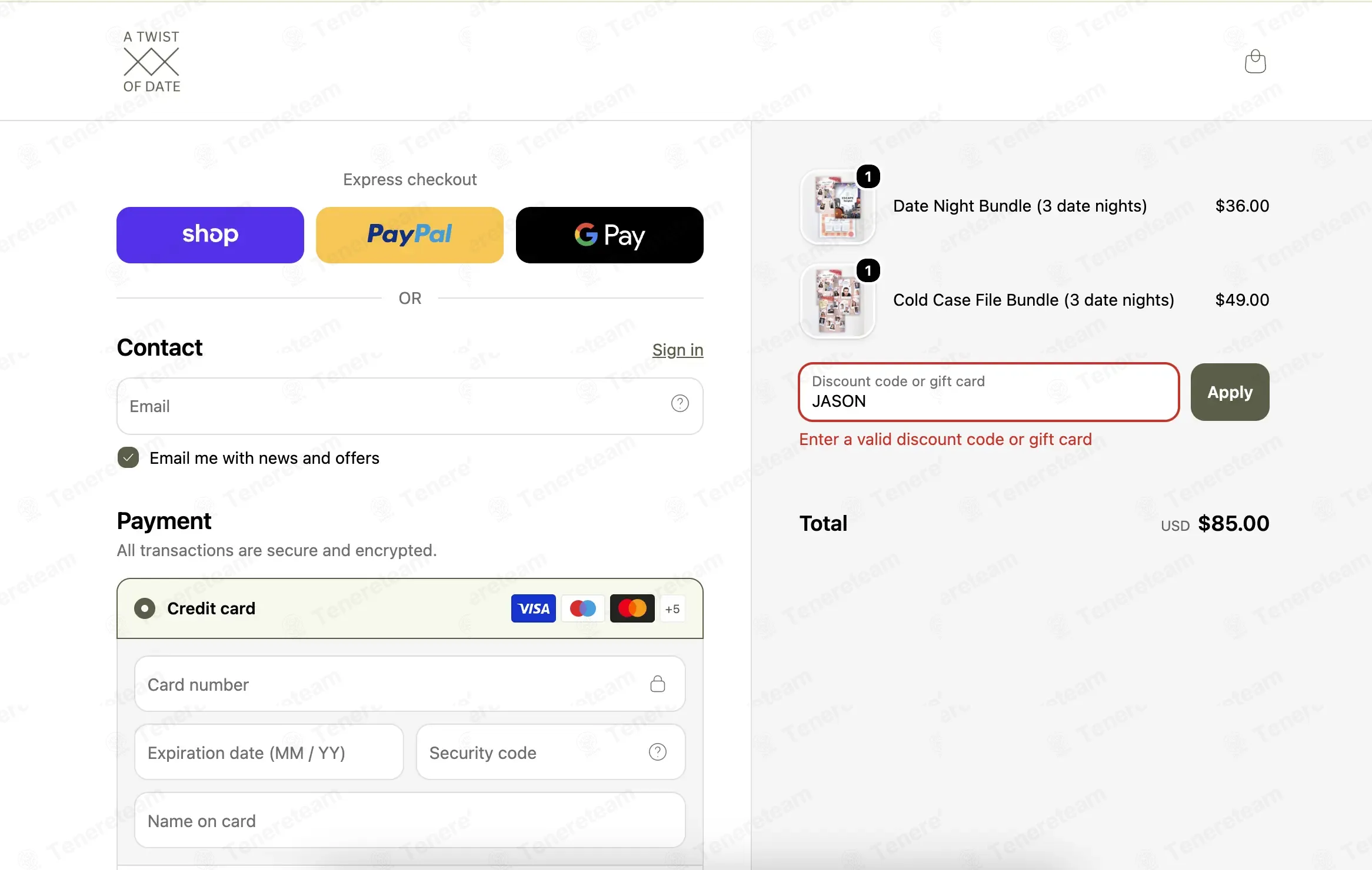 A Twist of Date coupon code: 20% off with JASON. Tested and valid as 1 week ago.