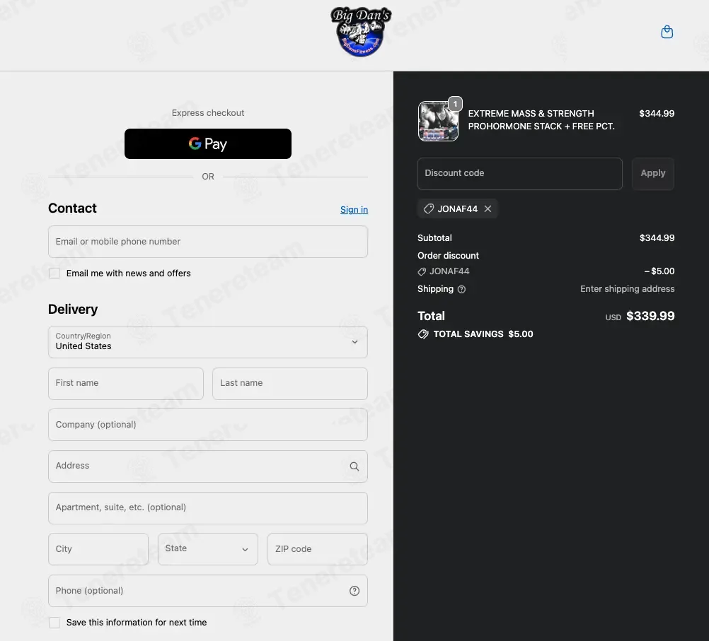 Big Dans Fitness coupon code: $5 off with JONAF44. Tested and valid as 2 months ago.