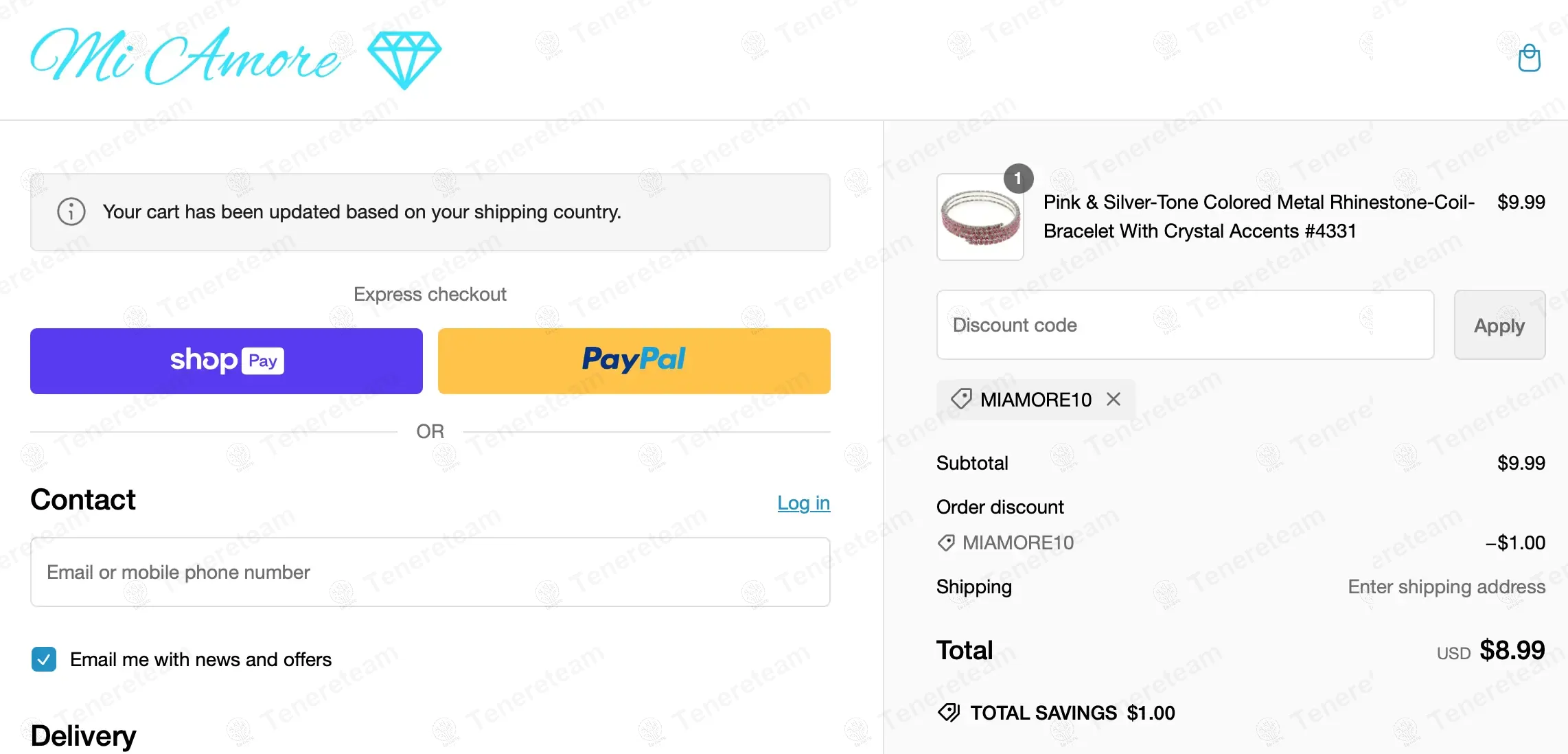 Mi Amore Jewelry coupon code: 10% off with MIAMORE10. Tested and valid as 1 year ago.