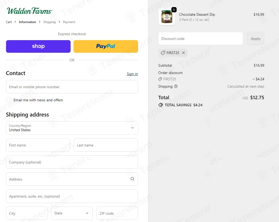 Walden Farms coupon code: 25% off with FIRST25. Tested and valid as 8 months ago.