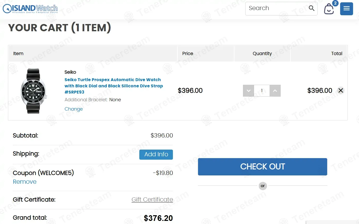 Island Watch coupon code: 5% off with WELCOME5. Tested and valid as 1 year ago.