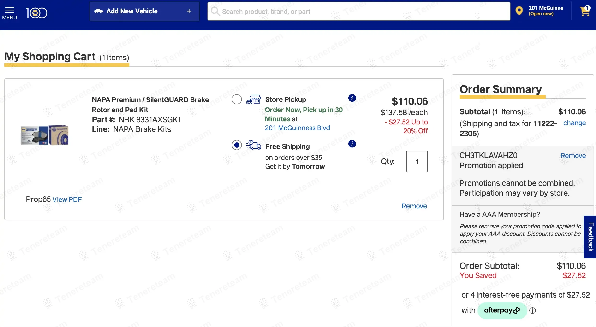 NAPA Auto Parts coupon code: 20% off with CH3TKLAVAHZ0. Tested and valid as 1 year ago.