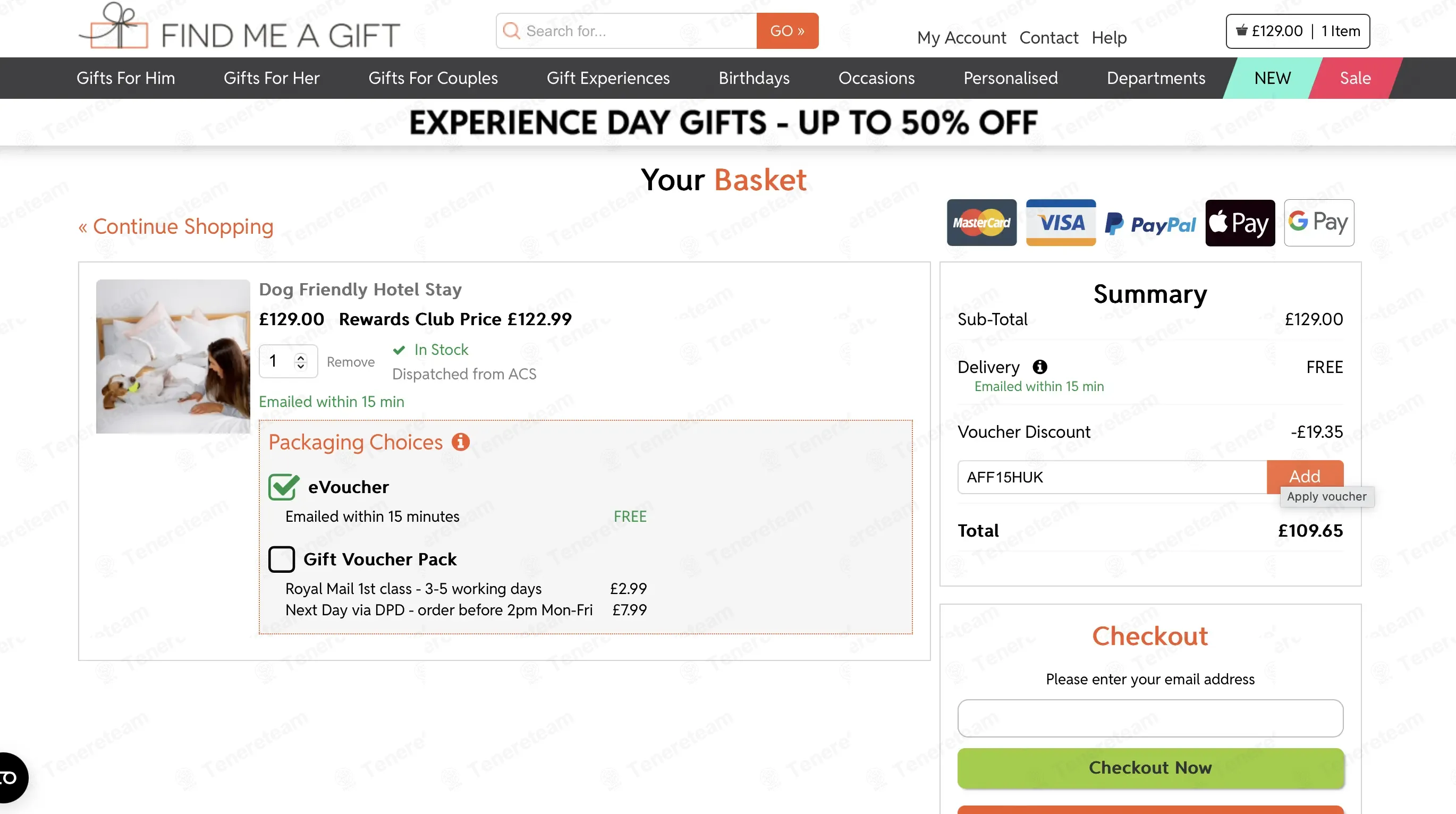 Find Me a Gift coupon code: 15% off with AFF15HUK. Tested and valid as 2 months ago.