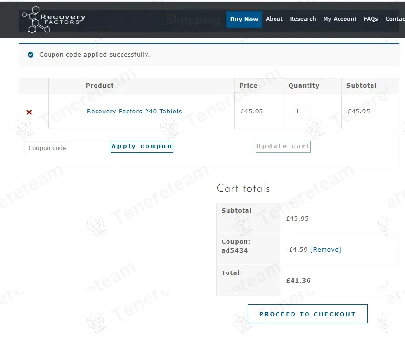 Recovery Factors coupon code: 10% off with ad5434. Tested and valid as 2 months ago.