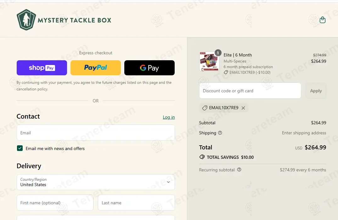 Mystery Tackle Box coupon code: $10 off with EMAIL10X7RE9. Tested and valid as 2 weeks ago.