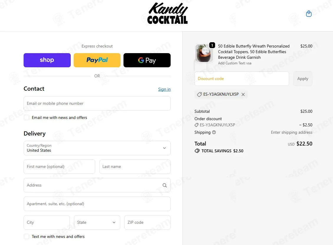 Kandy Cocktail coupon code: 10% off with ES-Y3AGKNUYLX5P. Tested and valid as 4 weeks ago.