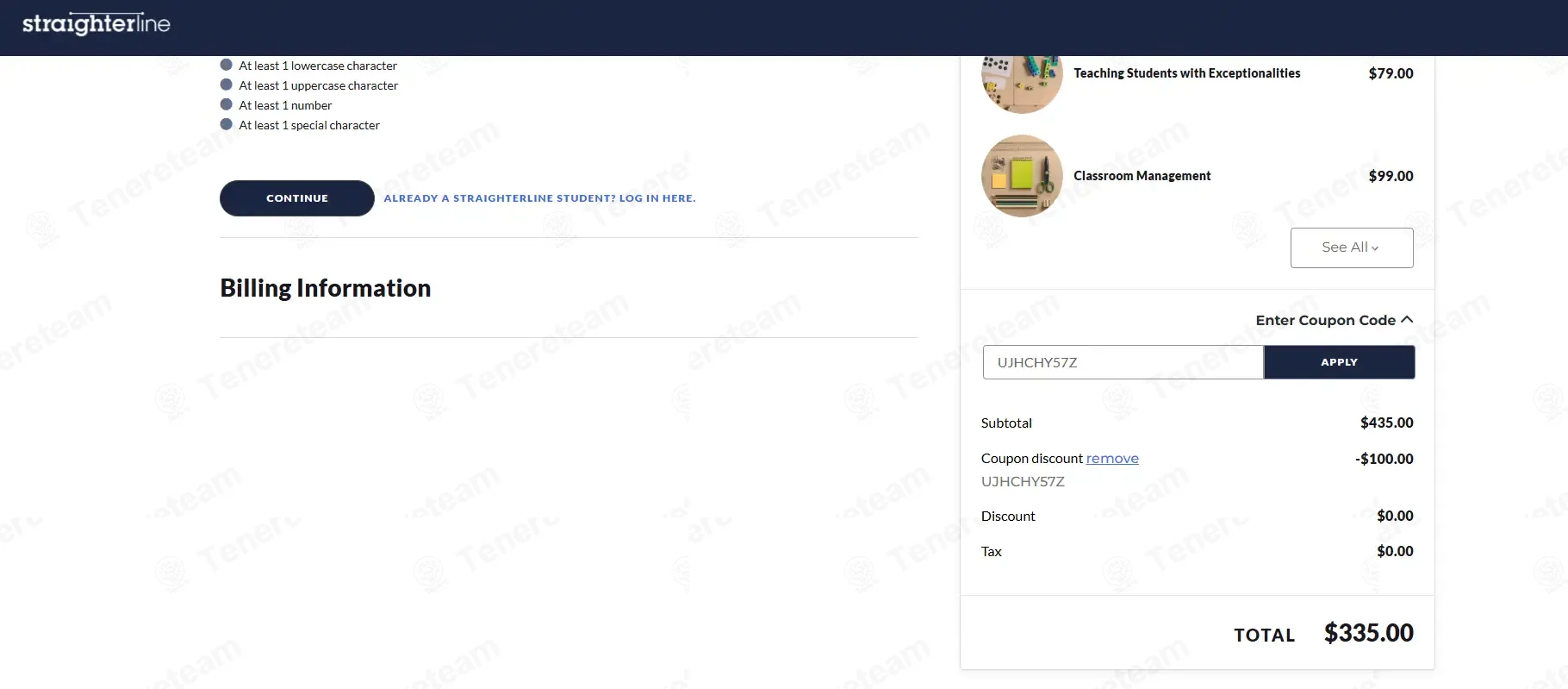 Straighterline coupon code re-checked and confirmed working at checkout