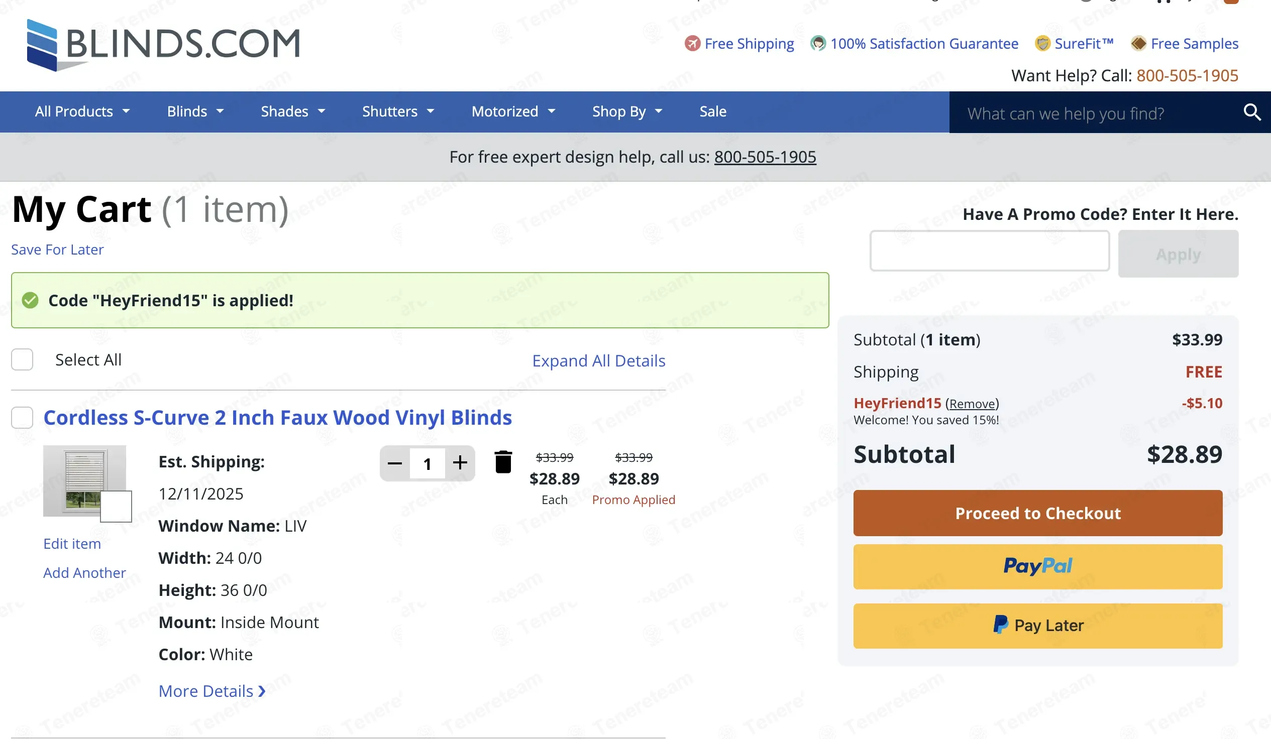 Blinds.com coupon code: 15% off with HeyFriend15. Tested and valid as 1 month ago.
