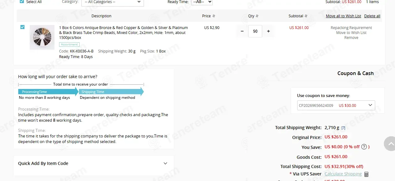 JewelryAndFindings coupon code: $30 off with CP20269656624009. Tested and valid as 2 weeks ago.