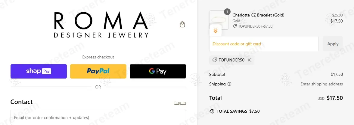 Roma Designer Jewelry coupon code: 30% off with TOPUNDER50. Tested and valid as 1 year ago.