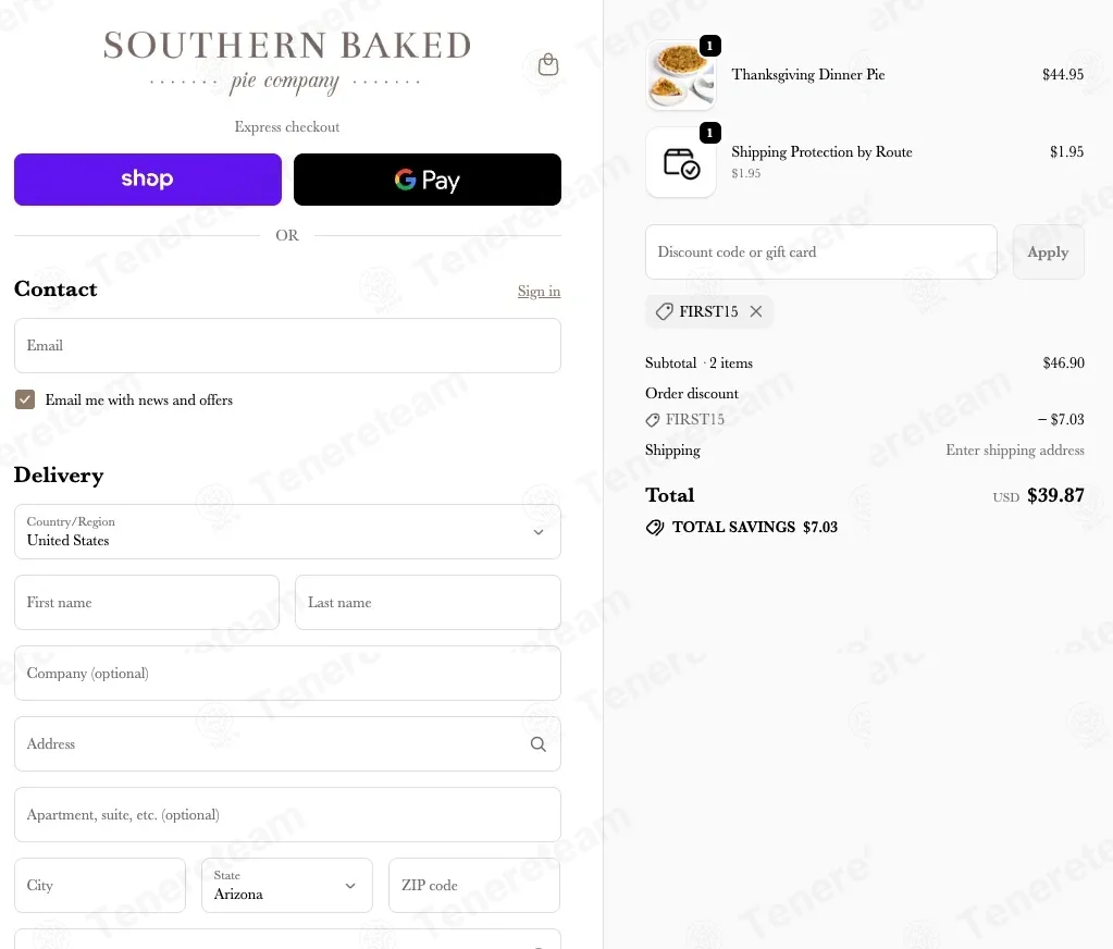 Southern Baked Pie coupon code: 15% off with FIRST15. Tested and valid as 7 months ago.