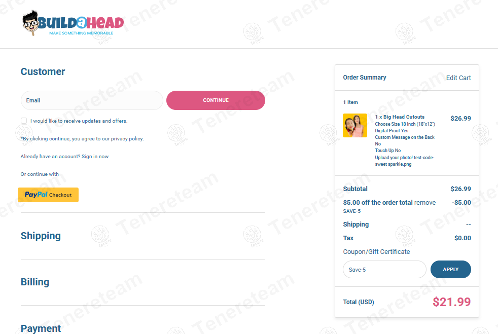 Build-A-Head coupon code: $5 off with SAVE-5. Tested and valid as 1 year ago.