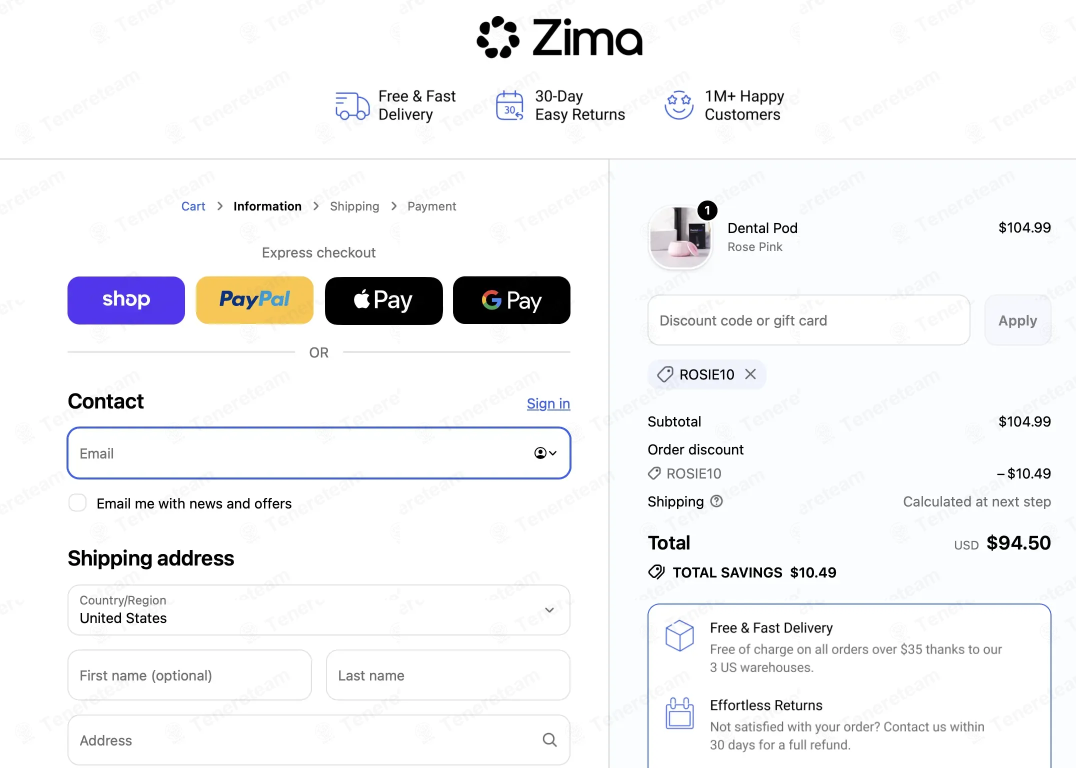 ZIMA DENTAL UK coupon code: 10% off with ROSIE10. Tested and valid as 3 weeks ago.