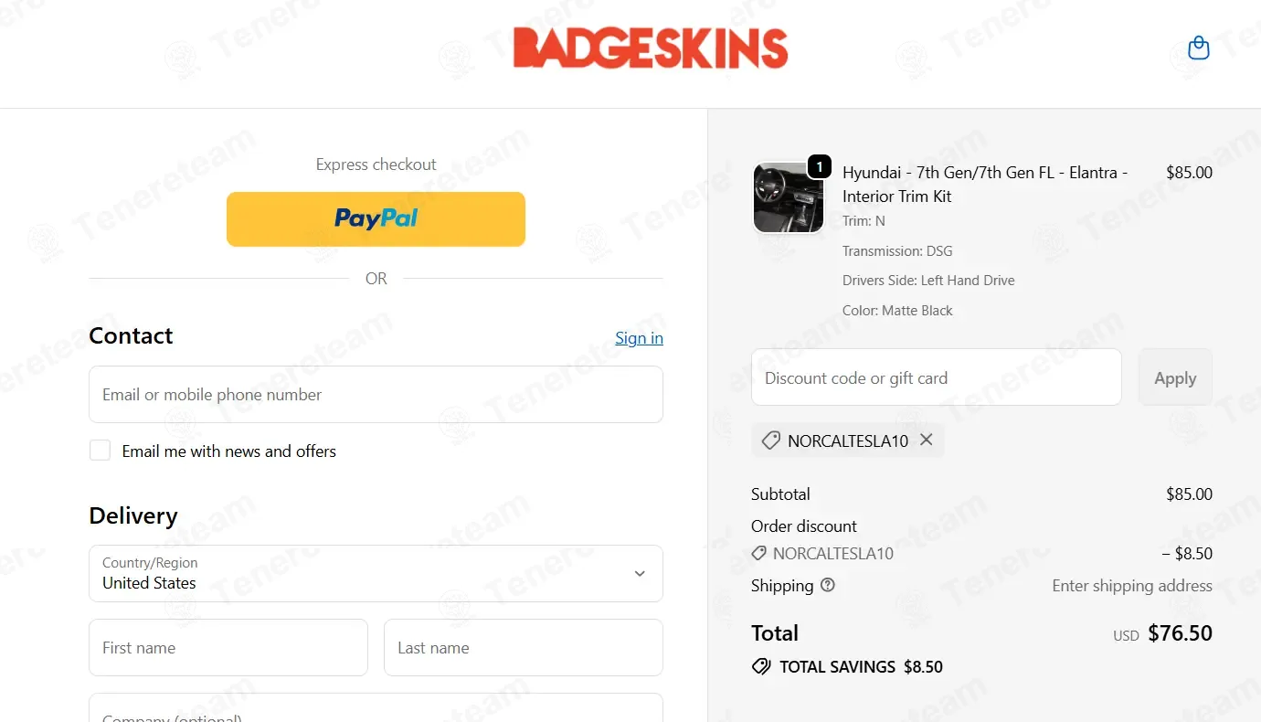 Badgeskins coupon code: 10% off with NORCALTESLA10. Tested and valid as 9 months ago.