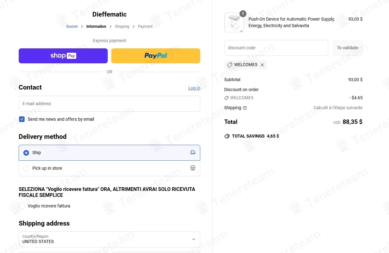 Dieffematic coupon code: 5% off with BENVENUTO5. Tested and valid as 11 months ago.