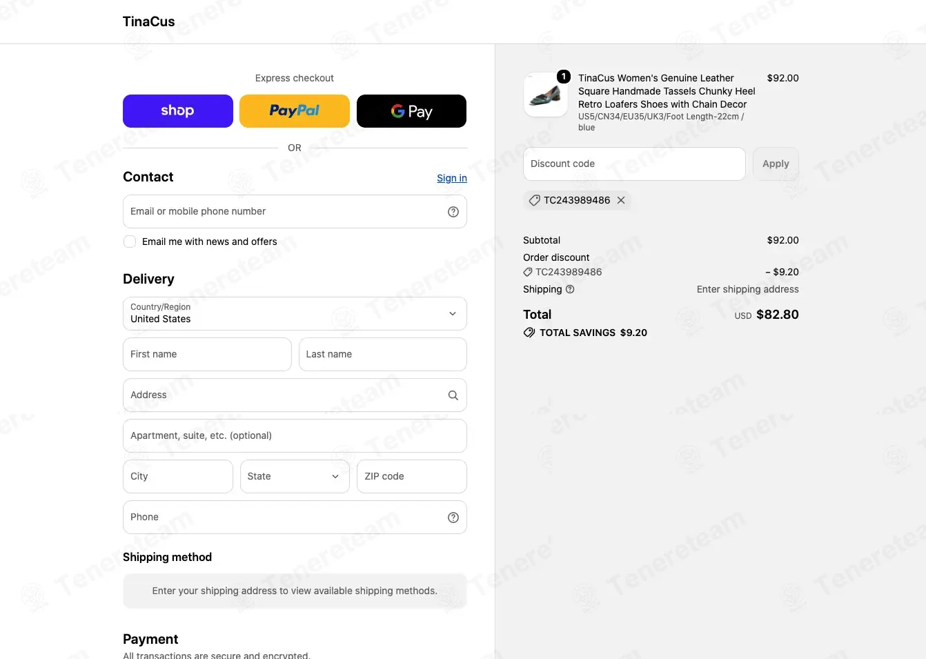 Tinacus coupon code verified as working at checkout