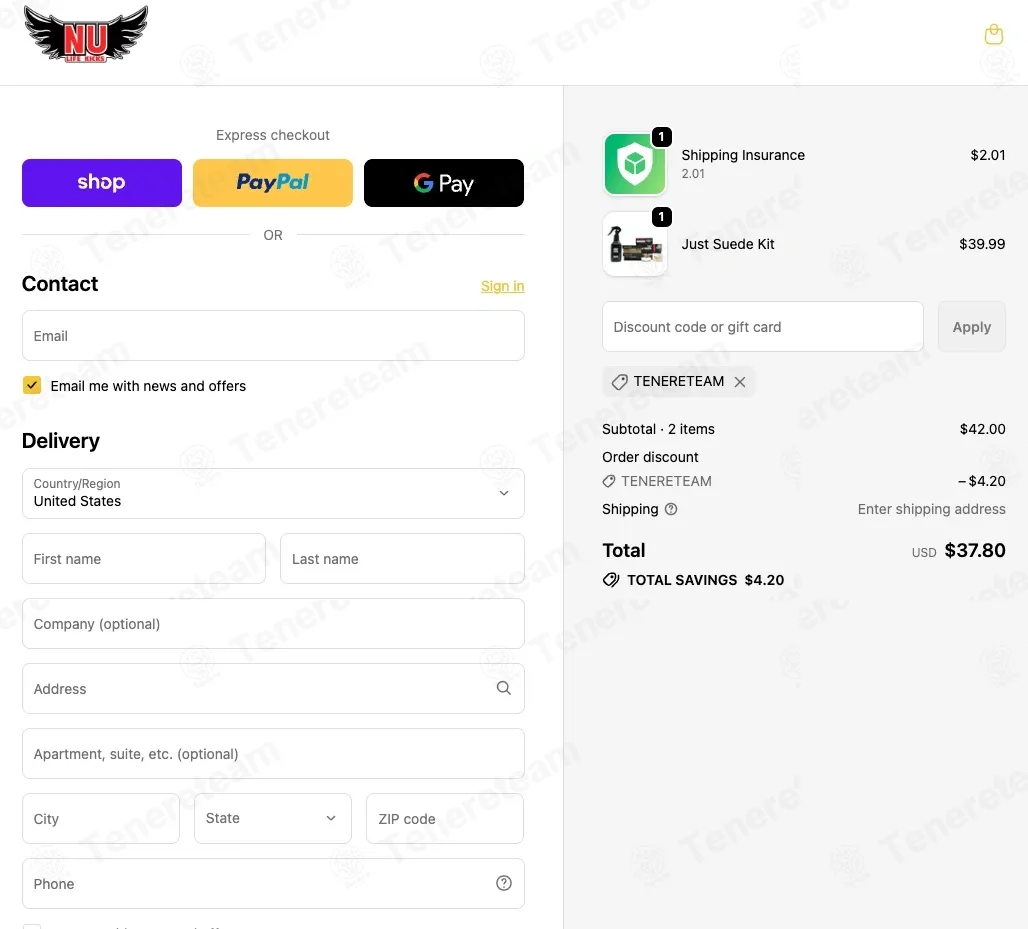 NuLife Kicks coupon code: 10% off with TENERETEAM. Tested and valid as 9 months ago.