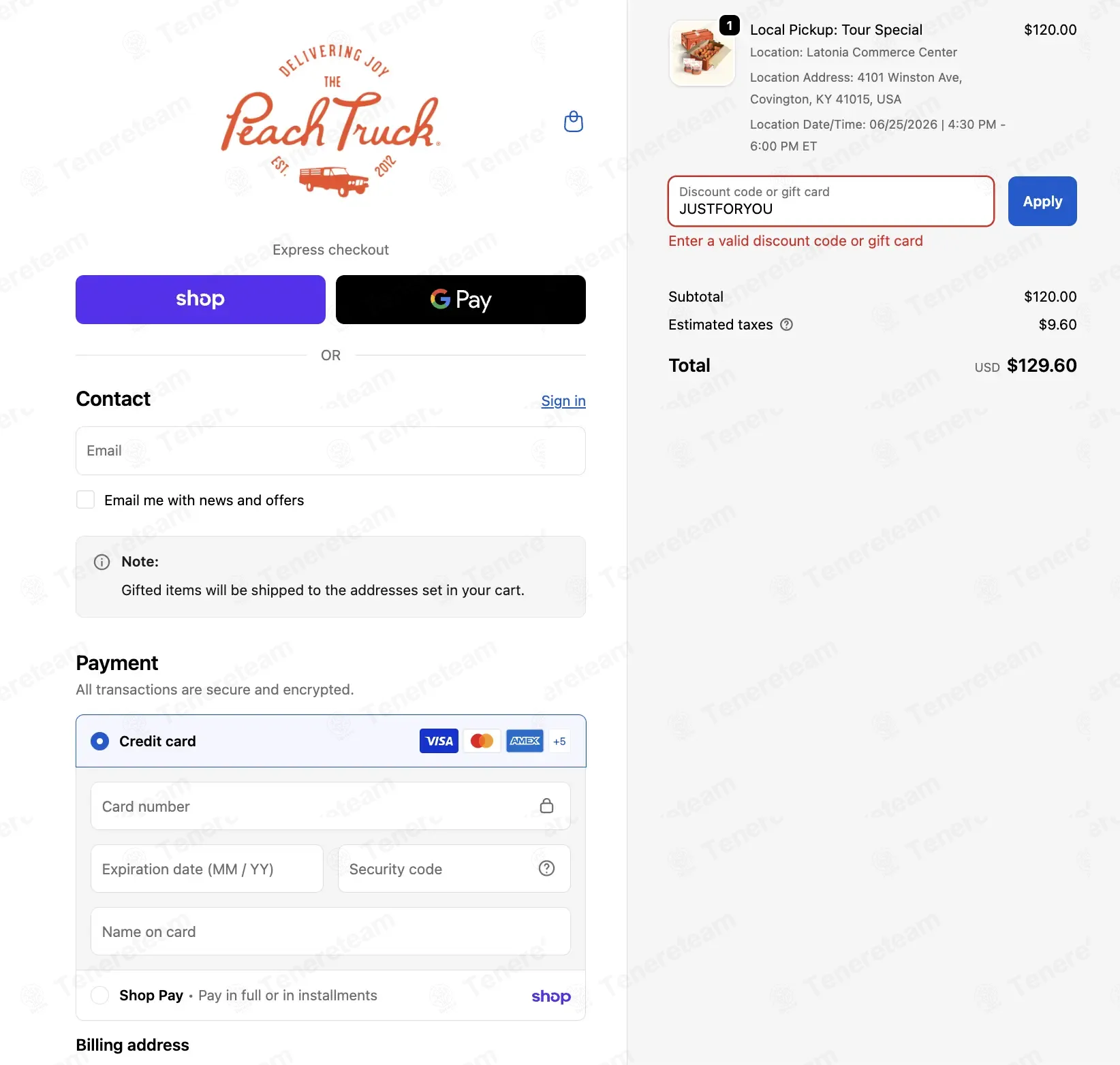 The Peach Truck coupon code: 10% off with JUSTFORYOU. Tested and valid as 1 week ago.