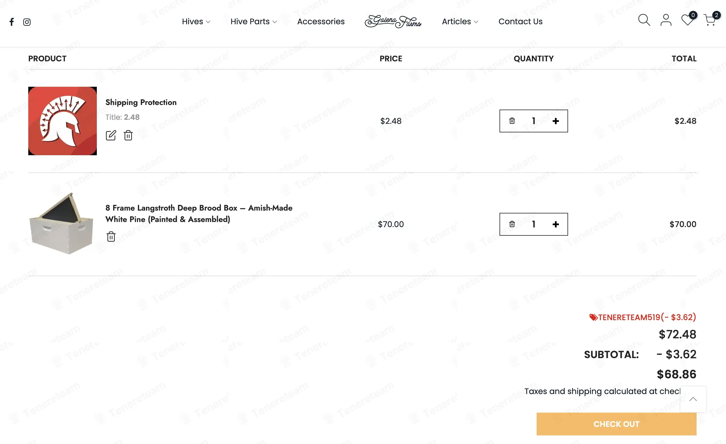 Galena Farms coupon code: 5% off with TENERETEAM519. Tested and valid as 1 week ago.