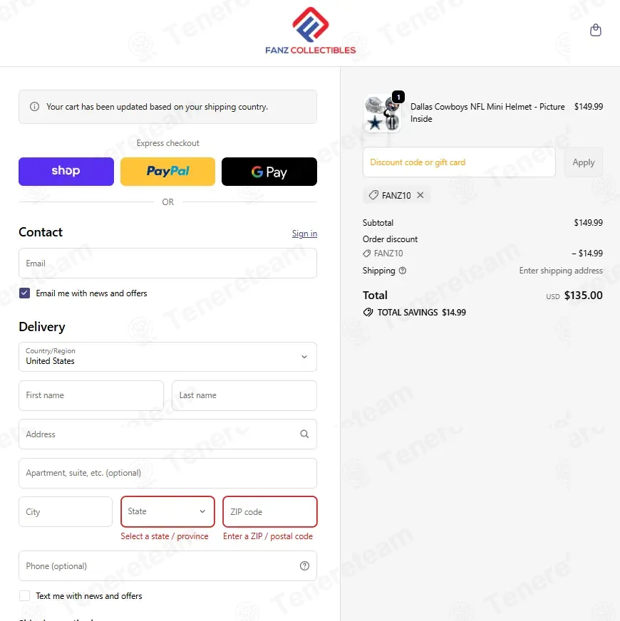 Fanz Collectibles apply coupon code
