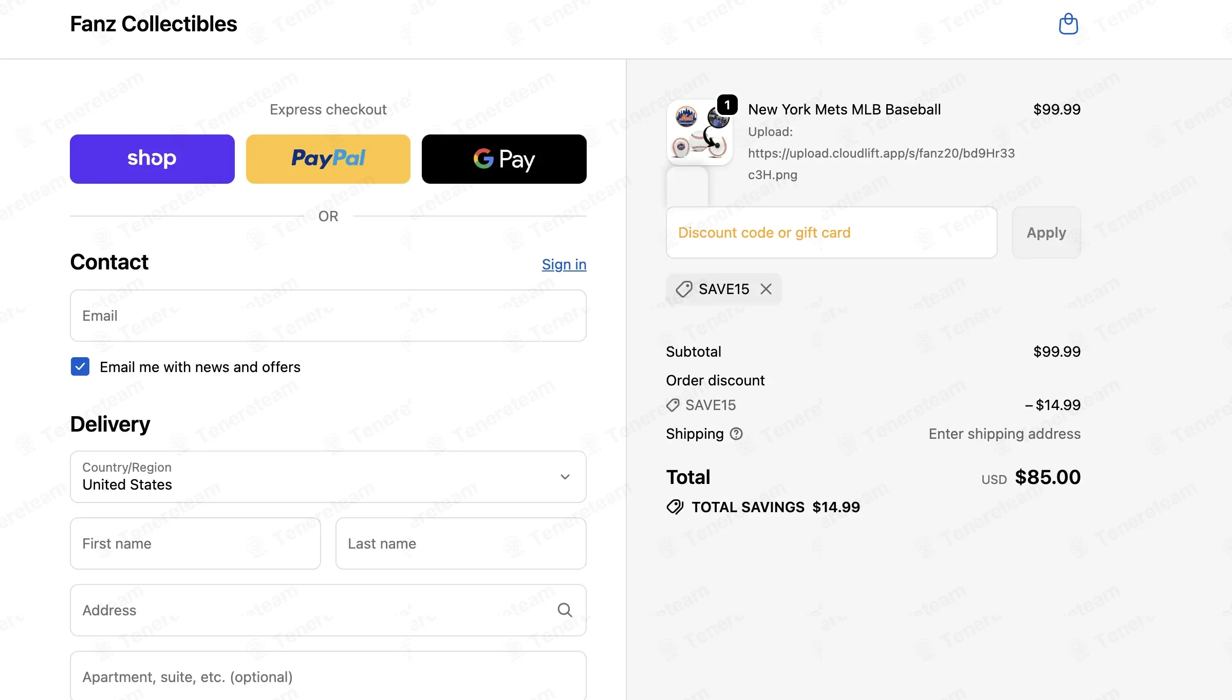 Fanz Collectibles coupon code: 15% off with SAVE15. Tested and valid as 5 days ago.