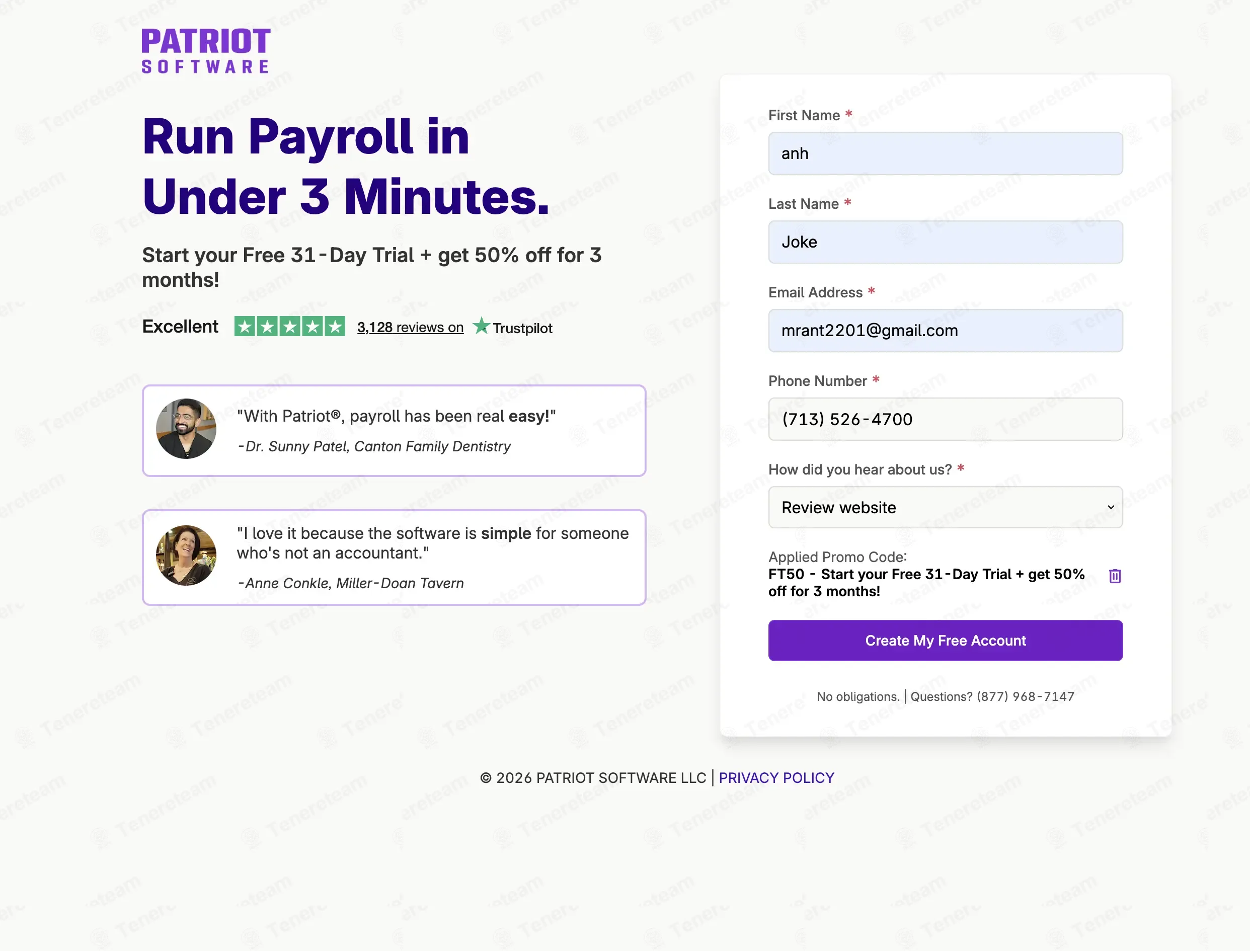 Patriot Software apply coupon code