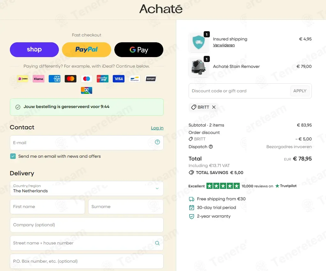 Achate coupon code verified as working at checkout