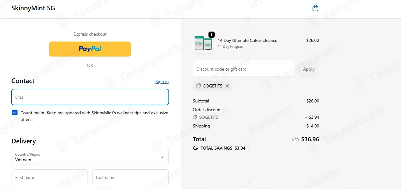 Skinny Mint apply coupon code