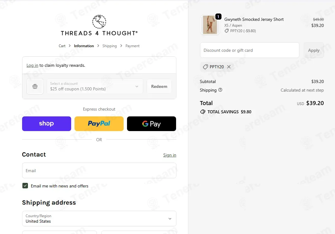 Threads 4 Thought coupon code: 20% off with PPTY20. Tested and valid as 1 month ago.