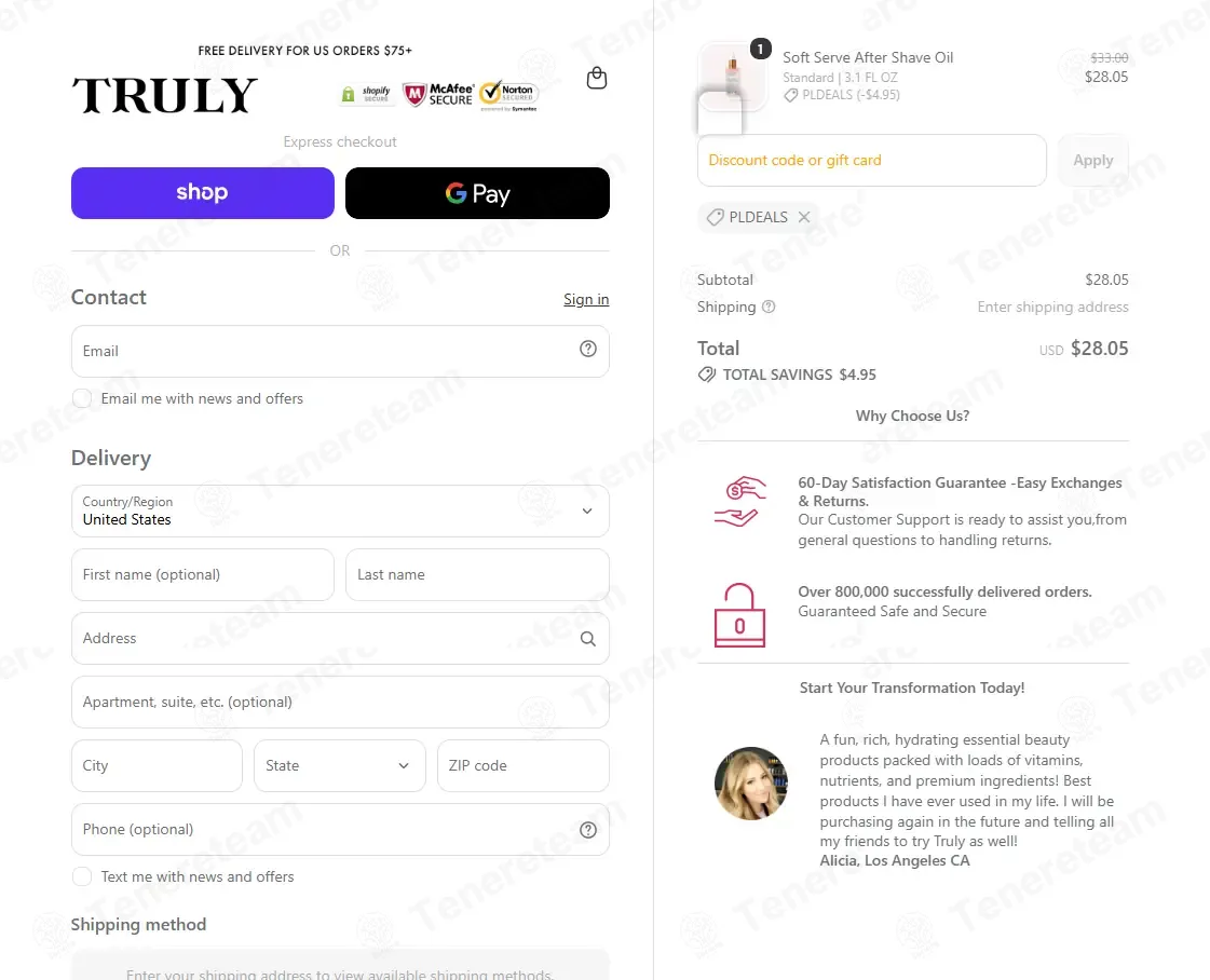 Truly Beauty coupon code: 15% off with PLDEALS. Tested and valid as 2 weeks ago.