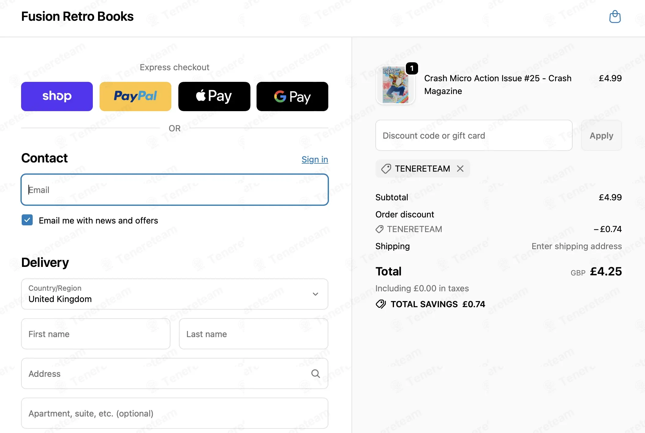 Fusion Retro Books coupon code: 15% off with TENERETEAM. Tested and valid as 2 weeks ago.