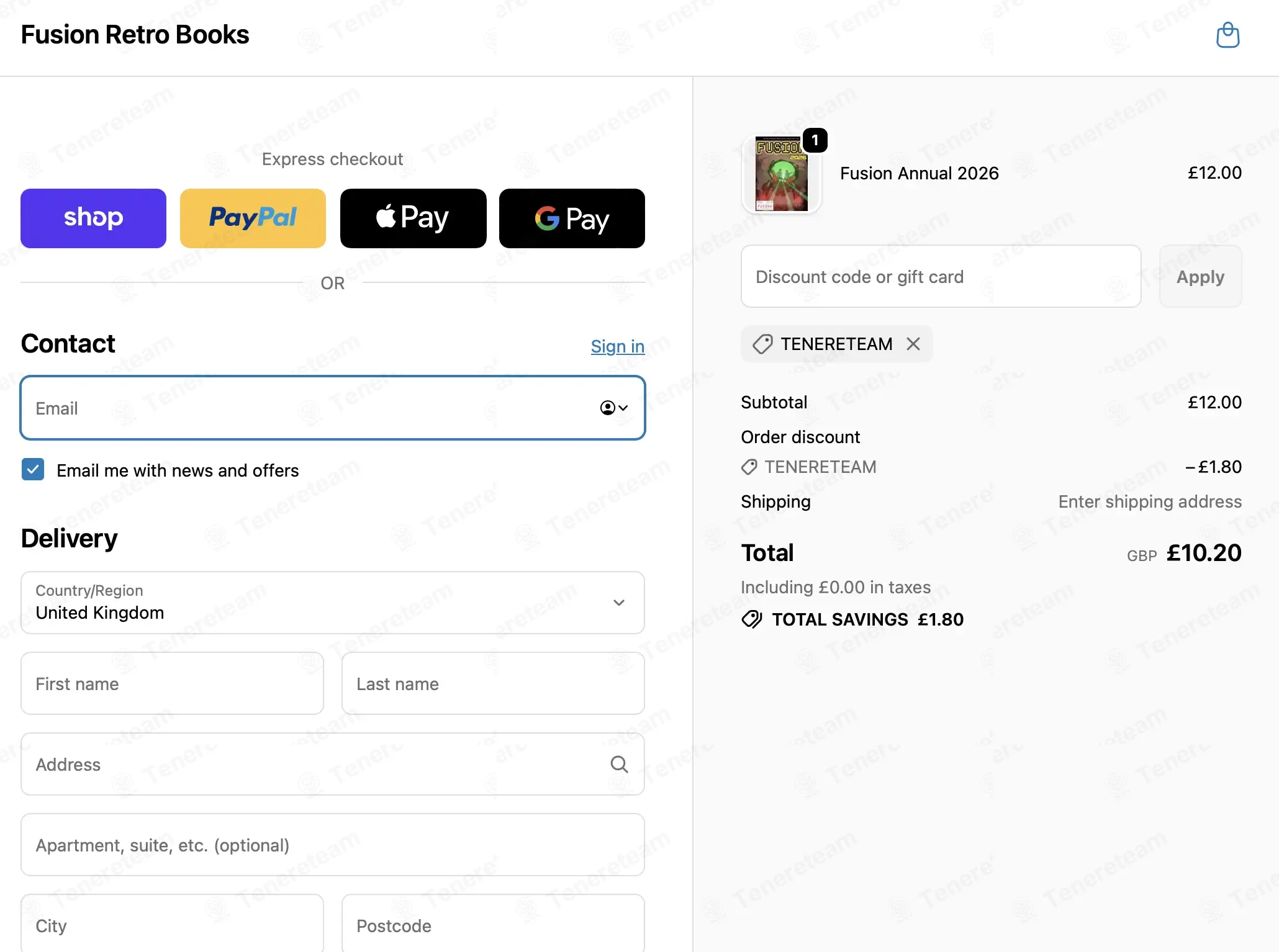 Fusion Retro Books coupon code: 15% off with TENERETEAM. Tested and valid as 2 weeks ago.