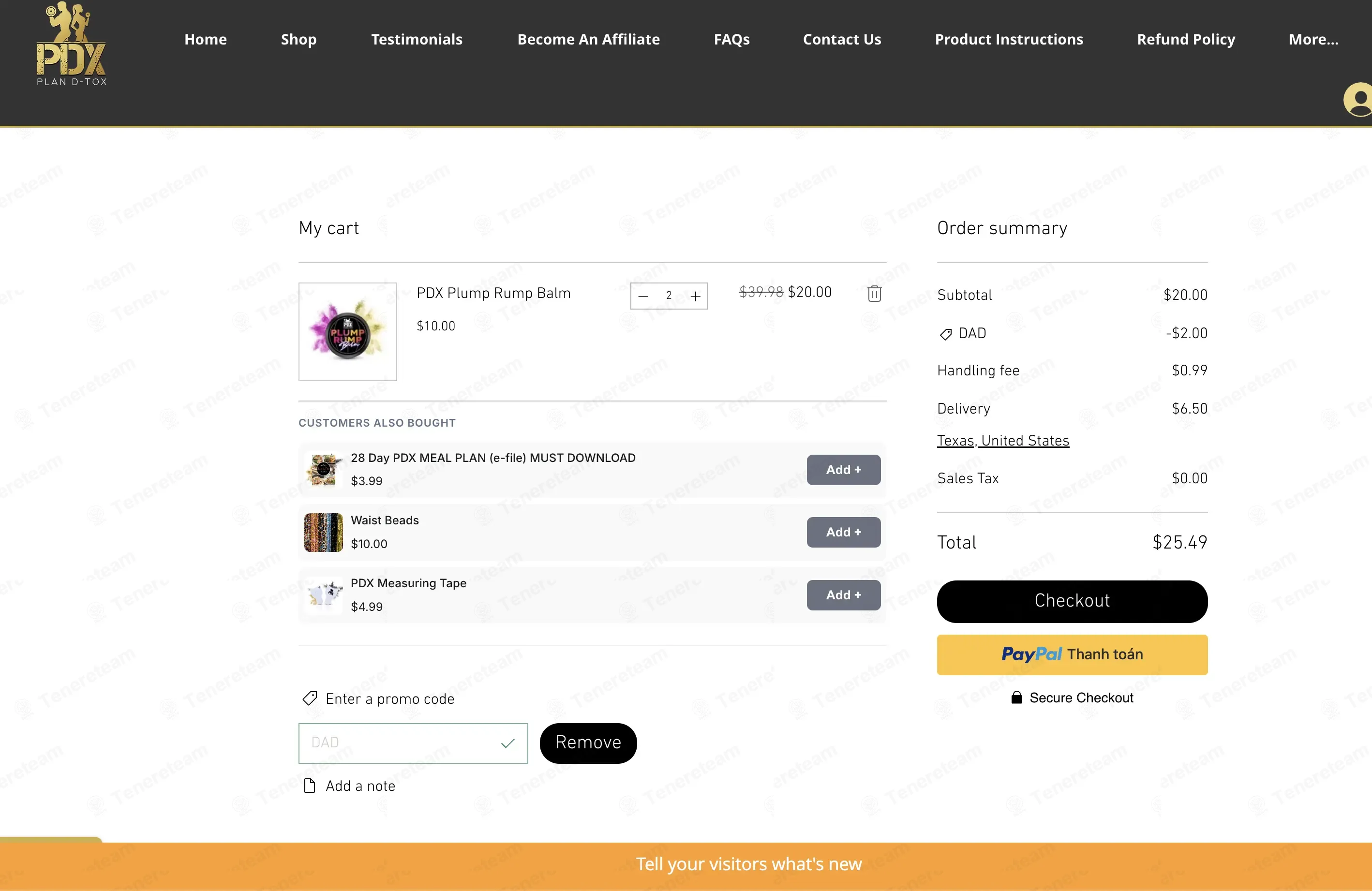 Plan D Tox coupon code: 10% off with DAD. Tested and valid as 1 month ago.