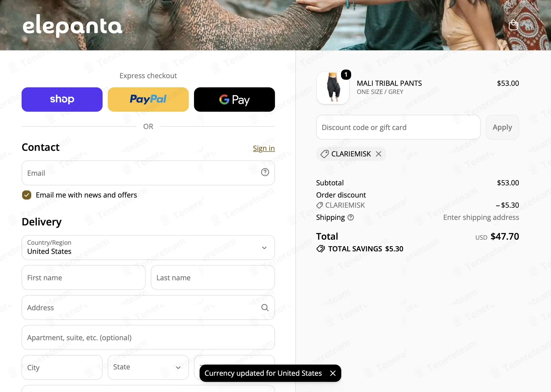 Elepanta coupon code verified as working at checkout