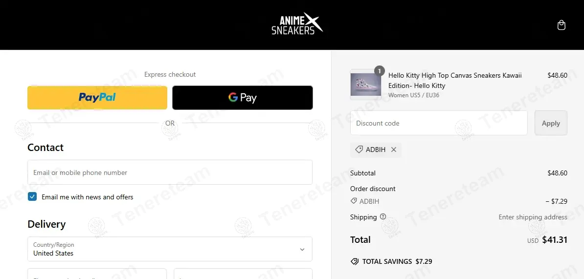 Anime X Sneakers coupon code: 15% off with ADBIH. Tested and valid as 1 year ago.