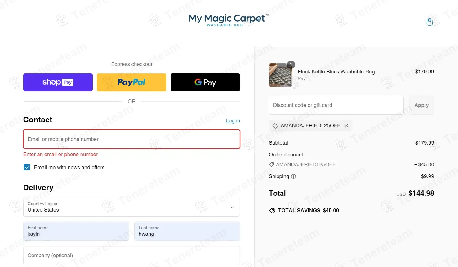 My Magic Carpet coupon code: 25% off with AMANDAJFRIEDL25OFF. Tested and valid as 1 year ago.