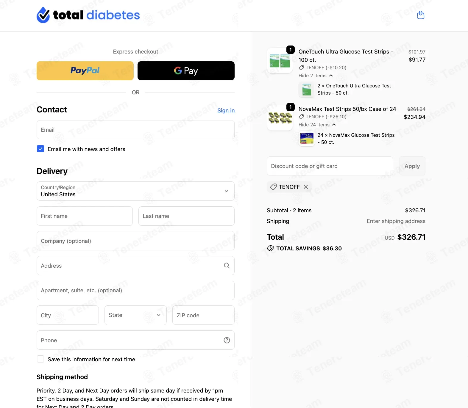 Total Diabetes Supply coupon code: 10% off with TENOFF. Tested and valid as 1 month ago.