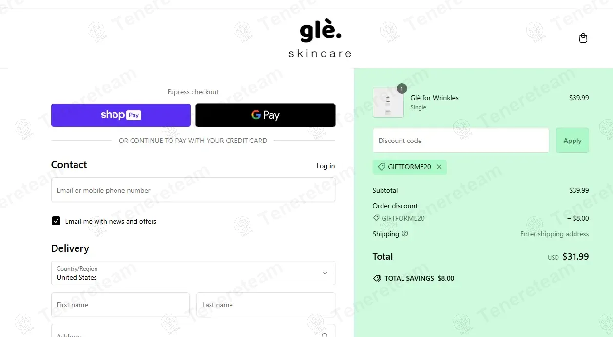 Gle Skin coupon code: 20% off with GIFTFORME20. Tested and valid as 1 year ago.