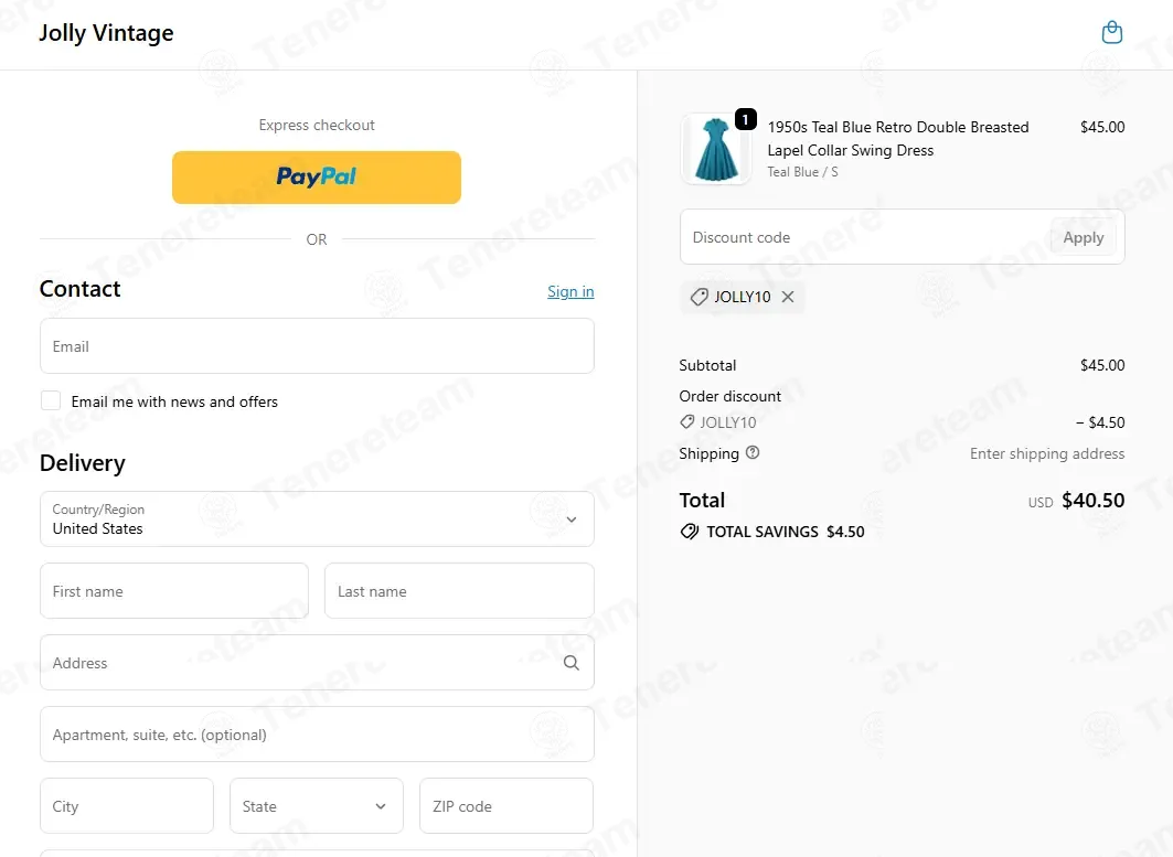 Jolly Vintage coupon code: 10% off with JOLLY10. Tested and valid as 2 months ago.