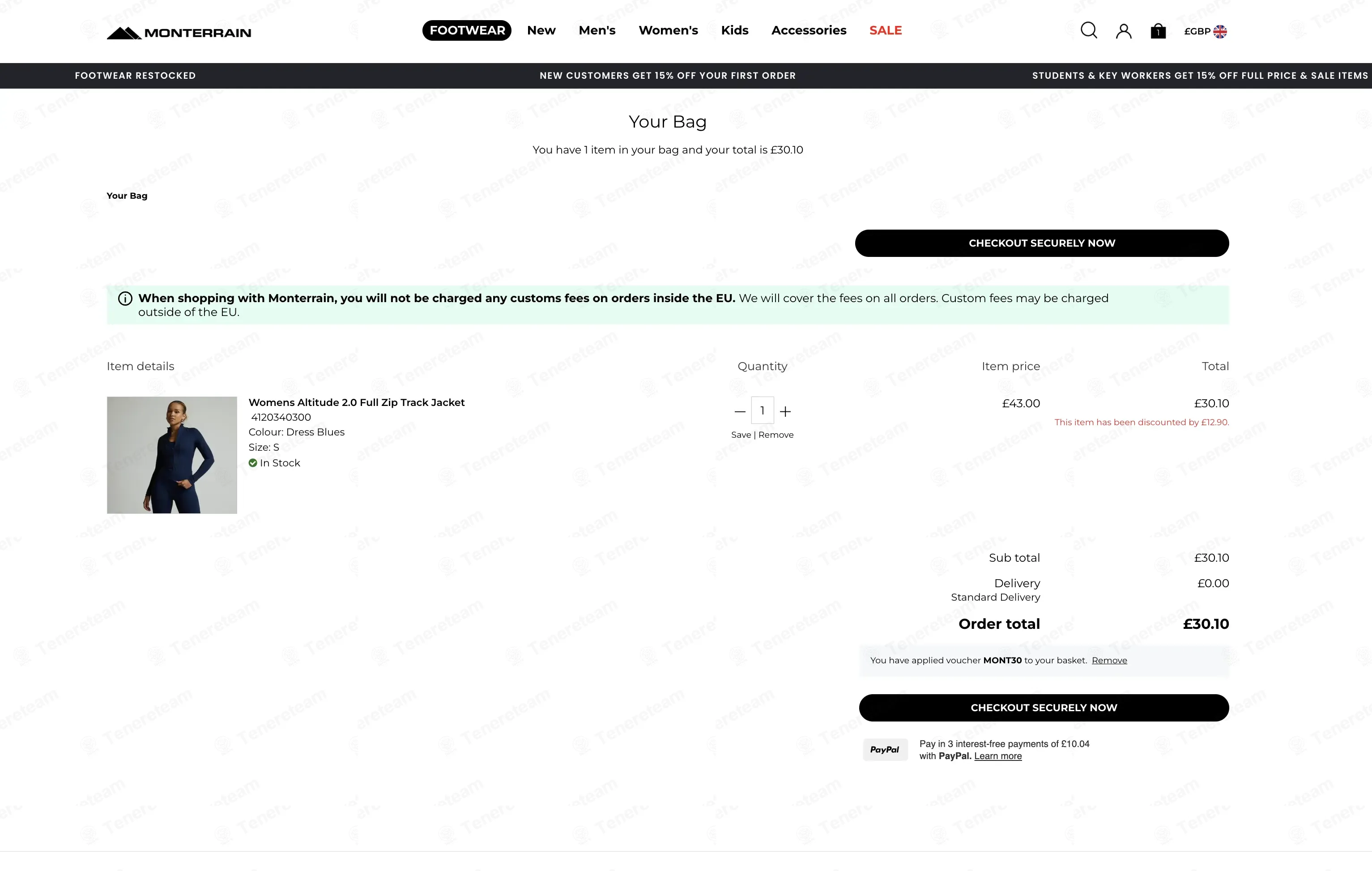 Monterrain UK coupon code: 30% off with MONT30. Tested and valid as 1 month ago.