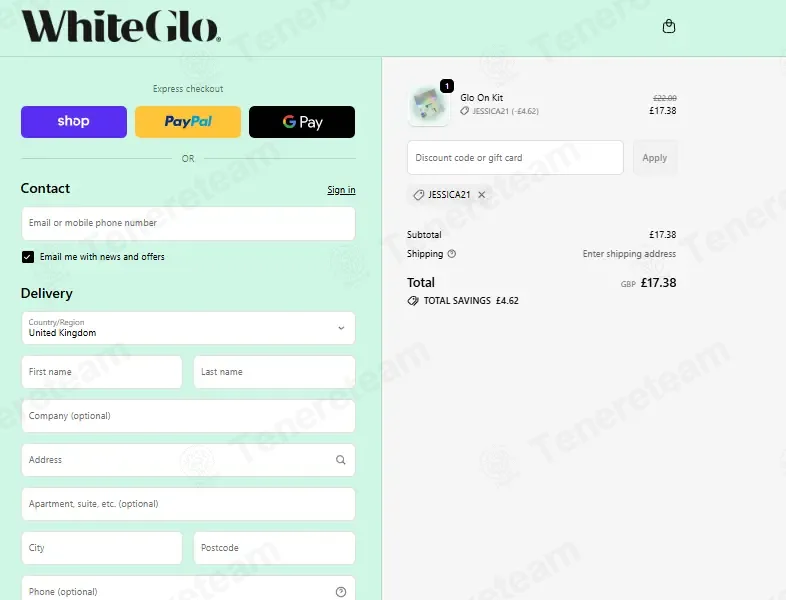 White Glo coupon code: 21% off with JESSICA21. Tested and valid as 1 week ago.