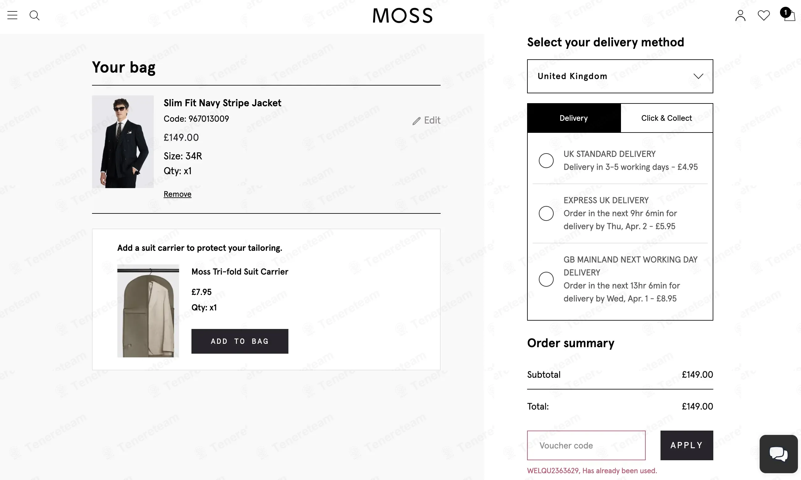 Moss Bros coupon code: £10 off with WELQU2363629. Tested and valid as 2 months ago.