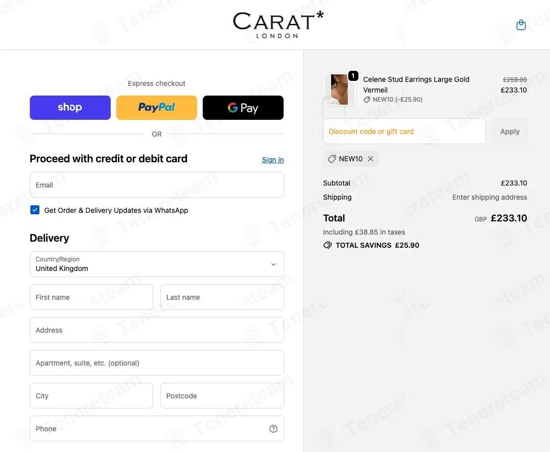 Carat London coupon code: 10% off with NEW10. Tested and valid as 2 weeks ago.