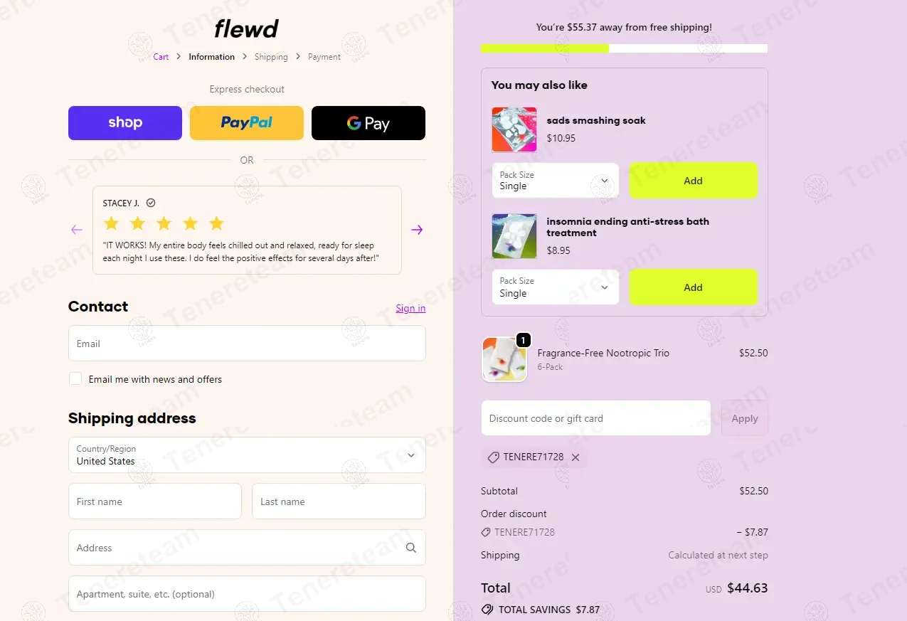 Flewd Stresscare coupon code: 15% off with TENERE71728. Tested and valid as 6 months ago.