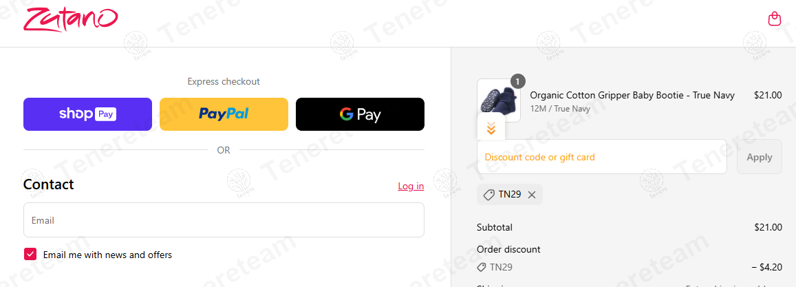 Zutano coupon code: 20% off with TN29. Tested and valid as 1 year ago.