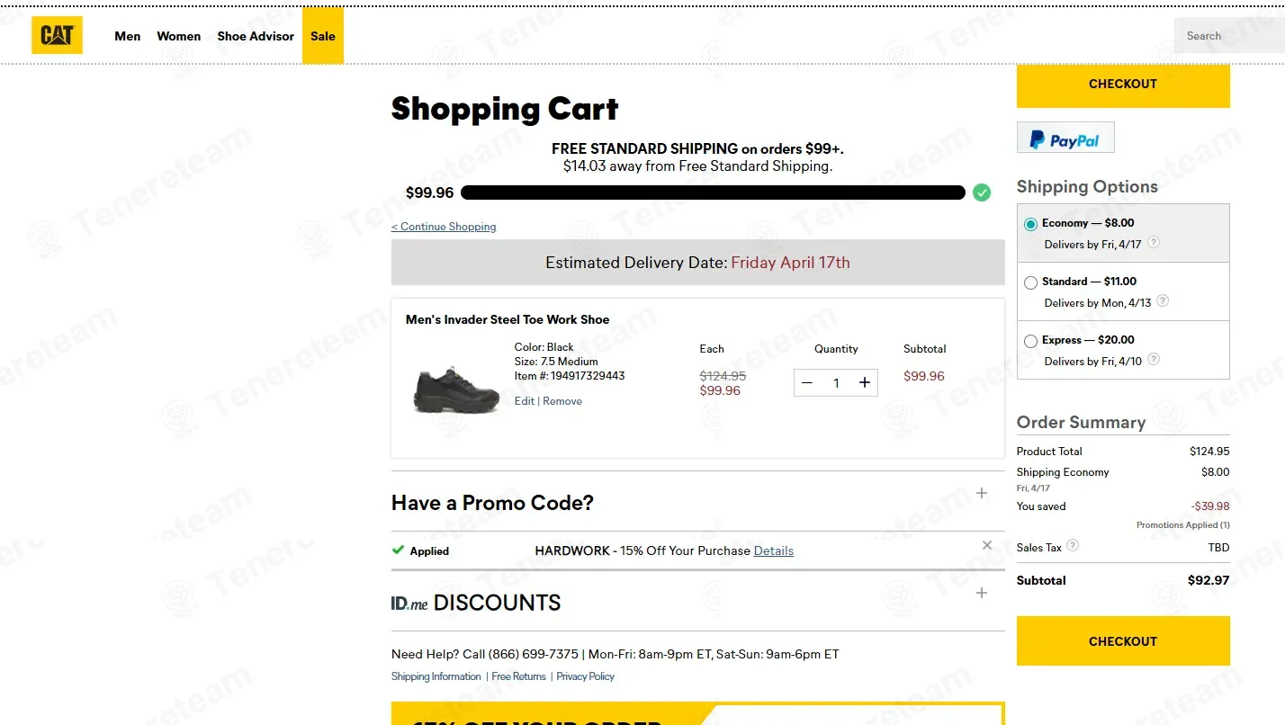 CAT Footwear US coupon code: 15% off with HARDWORK. Tested and valid as 16 hours ago.