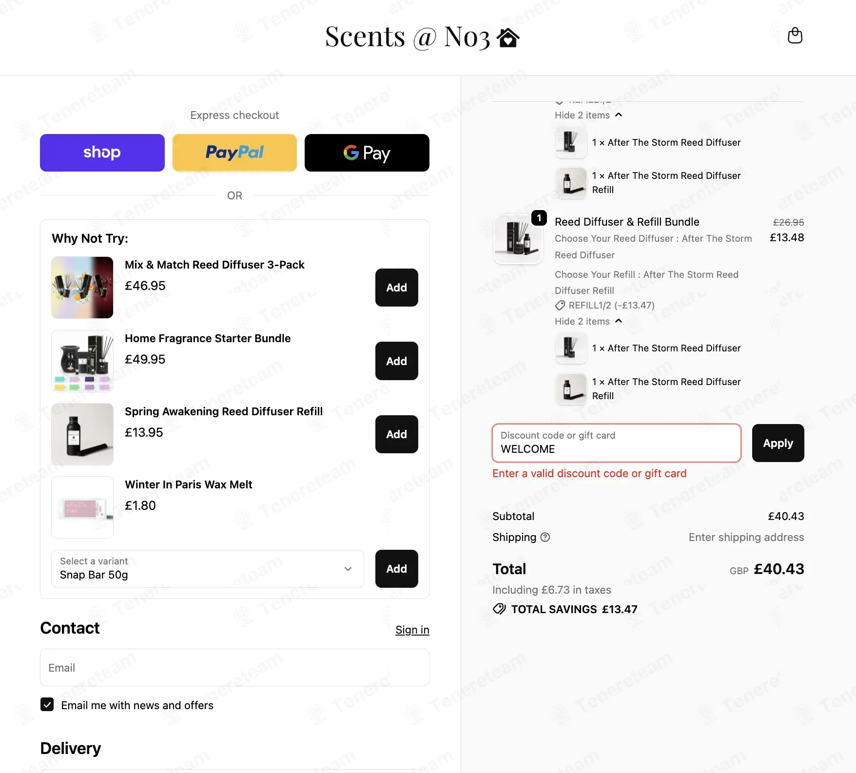 Scents at No. 3 coupon code: 10% off with WELCOME. Tested and valid as 2 weeks ago.